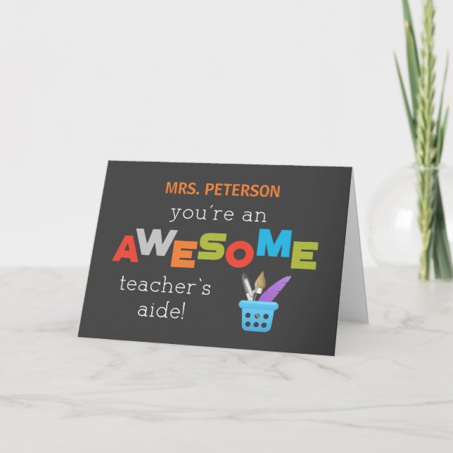 Personalise Teachers Aide Teacher Appreciation Day Card (Front)