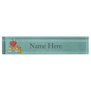 Personalise Teachers', Apple, Books and Pencils Nameplate