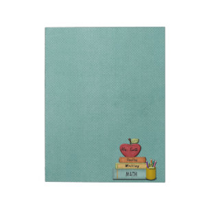 Personalise Teachers', Apple, Books and Pencils Notepad