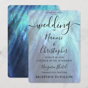 Personalise: Teal Cyan Underwater Lights Wedding Invitation