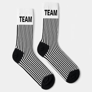 Personalise TEAM NAME Black White Stripes Socks