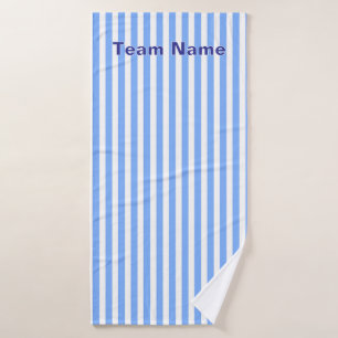 Personalise Team Name Blue White Stripes Sports Bath Towel