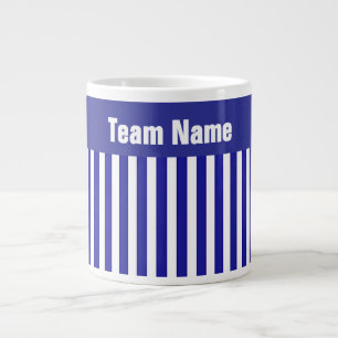 Personalise TEAM NAME Dk Blue Stripes Wt Letters Large Coffee Mug