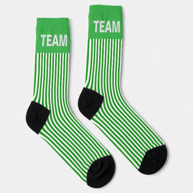 Personalise TEAM NAME Green Stripe   Socks (Right)