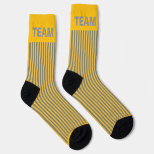 Personalise TEAM NAME Yellow Grey Stripe Socks