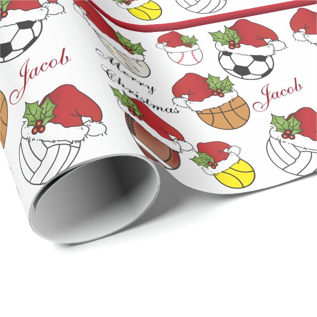 Personalise Team Player Sport Balls | Christmas Wrapping Paper (Roll Corner)