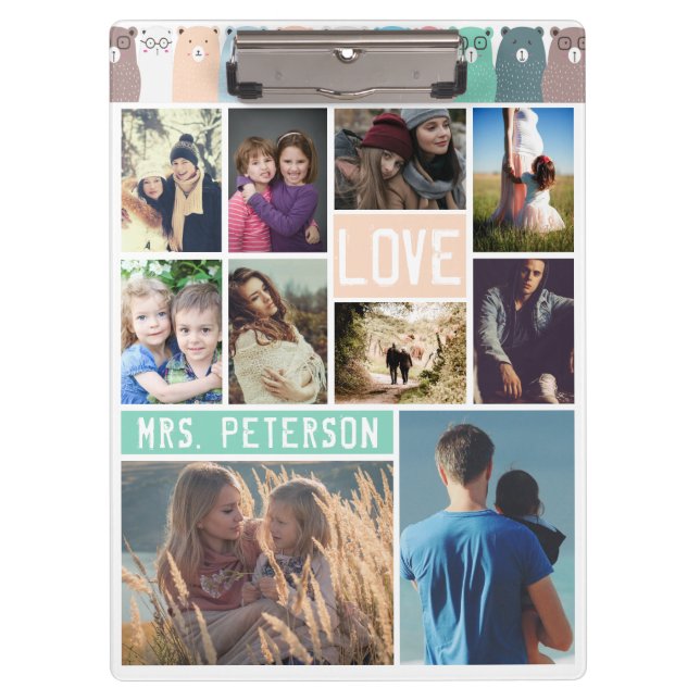 Personalise Ten Photo Collage Clipboard (Front)