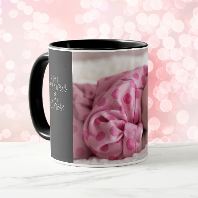 Personalise Text Custom Baby Photo Coffee Black Mug (Creator Uploaded)