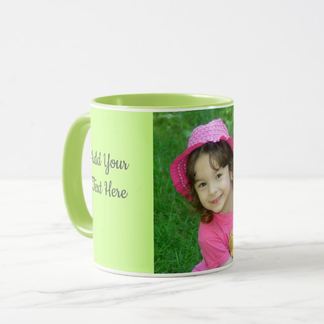 Personalise Text Custom Kids Photo Coffee Green Mug (Front Left)