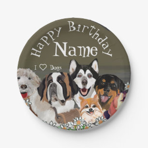 Personalise Text Dog Pack Club  Paper Plate