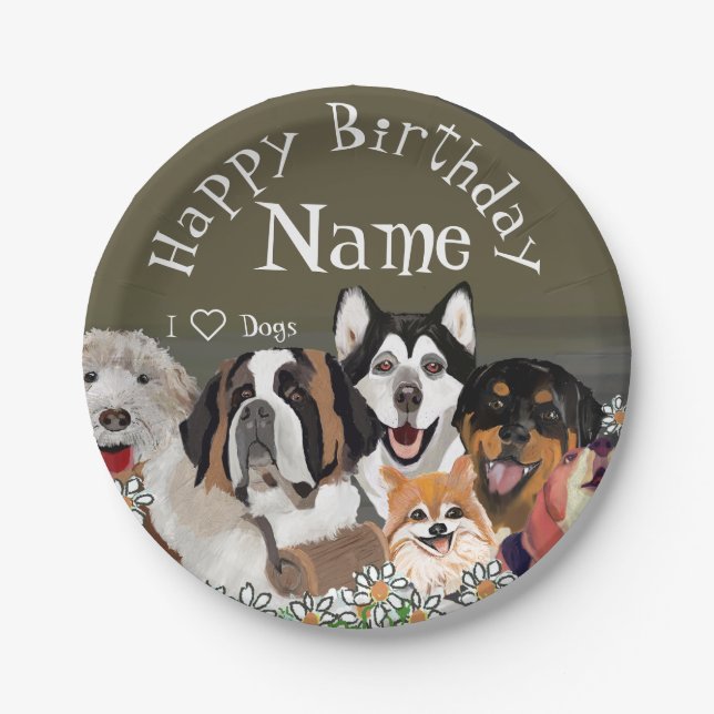 Personalise Text Dog Pack Club  Paper Plate (Front)
