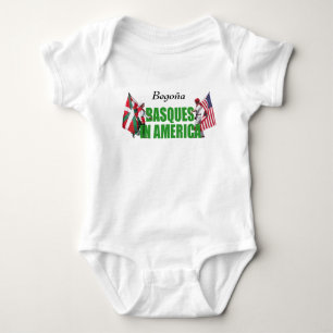 Personalise text, modern Basques in America logo: Baby Bodysuit