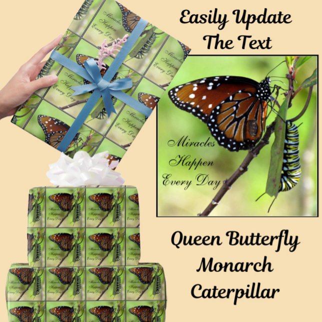 Personalise Text on this Butterfly / Caterpillar  Wrapping Paper (Creator Uploaded)