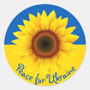 Personalise Text Ukraine Sunflower Yellow Blue Classic Round Sticker