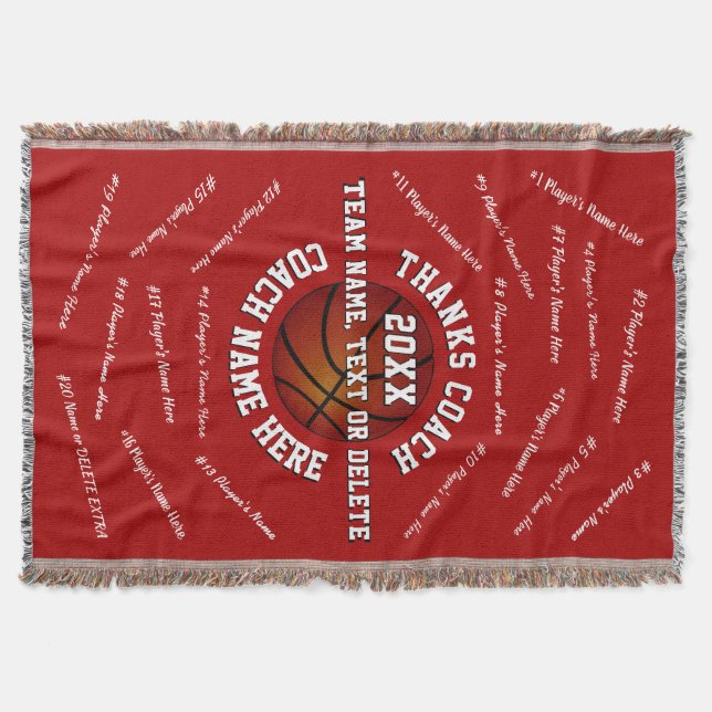 Personalise Thank You Gifts for Basketball Coaches Throw Blanket (Front)
