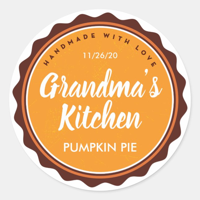 Personalise Thanksgiving Pie Label Kitchen Sticker (Front)