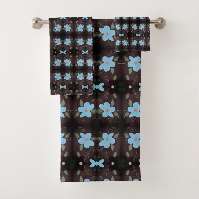 Personalise The Blue Flowers to Any Colour Bath Towel Set (Insitu)