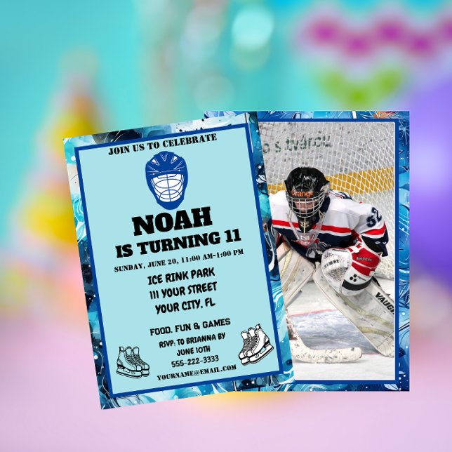 Personalise the hockey-themed kids' birthday  invitation (Creator Uploaded)