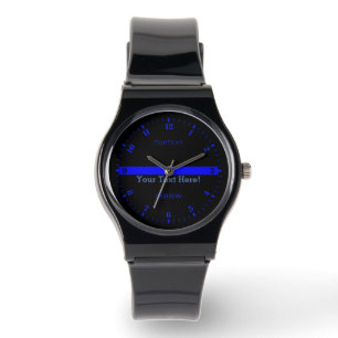 Personalise The Thin Blue Line with 3 Text Lines Watch