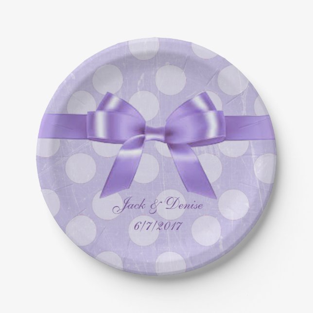 Personalise these Purple and White Polka Dot Plate (Front)