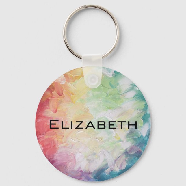 Personalise Thick Textured Abstract Paint Key Ring (Front)