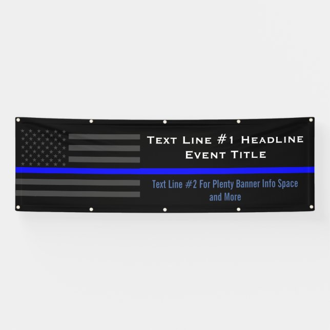 Personalise Thin Blue Line USA Flag Medium Display Banner (Horizontal)