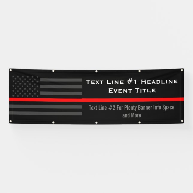 Personalise Thin Red Line USA Flag Medium Display Banner (Horizontal)