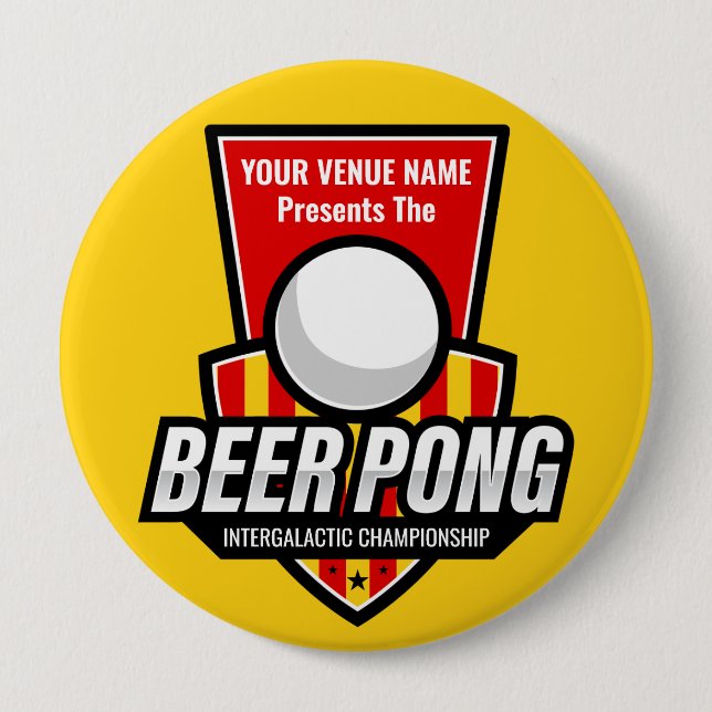 Personalise This Beer Pong Logo 10 Cm Round Badge (Front)