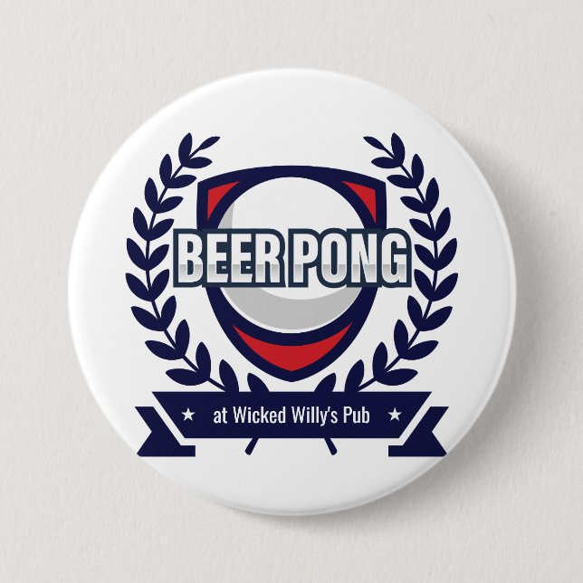 Personalise This Beer Pong Logo 7.5 Cm Round Badge (Front)