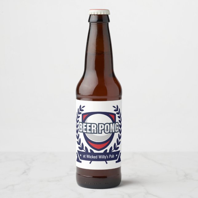 Personalise This Beer Pong Logo Bottle Label (Front)