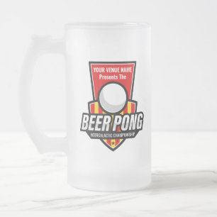 Personalise This Beer Pong Logo Frosted Glass Beer Mug