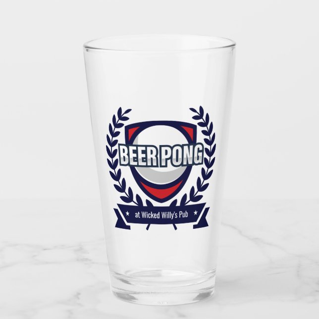 Personalise This Beer Pong Logo Glass (Front)