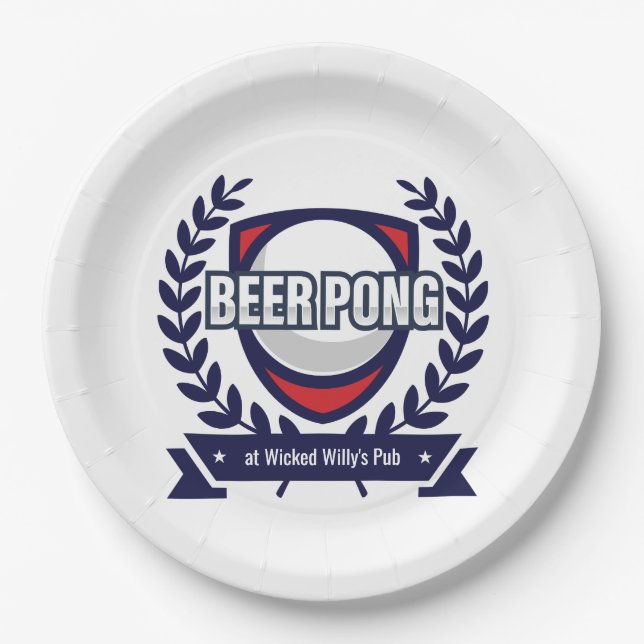 Personalise This Beer Pong Logo Paper Plate (Front)
