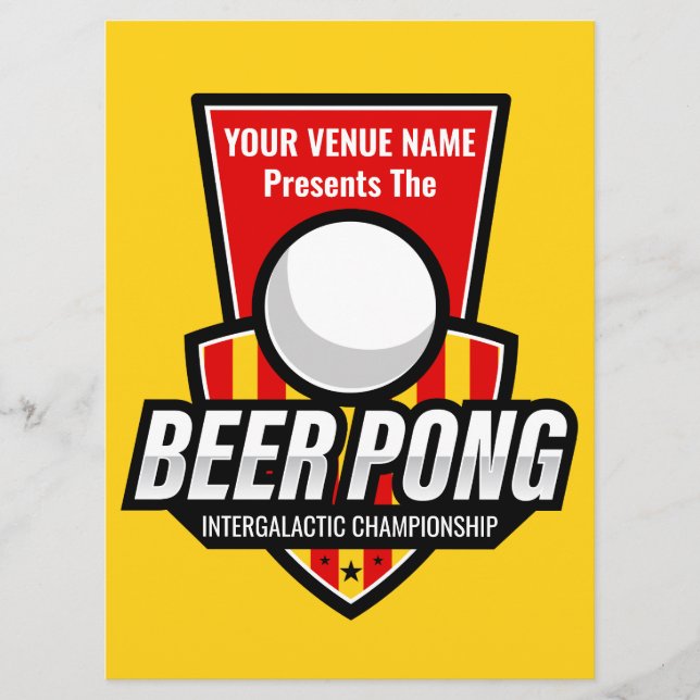 Personalise This Beer Pong Logo Rules Card (Front)