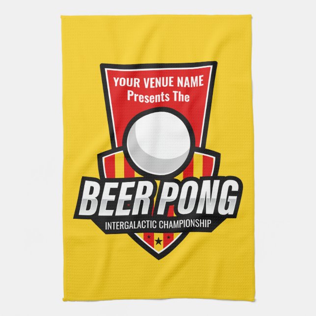 Personalise This Beer Pong Logo Tea Towel (Vertical)