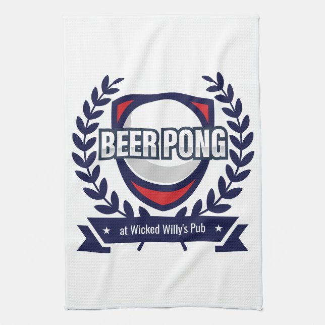 Personalise This Beer Pong Logo Tea Towel (Vertical)