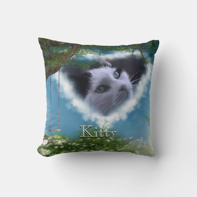 Personalise this Cat in Heaven Pet Memorial Pillow (Front)