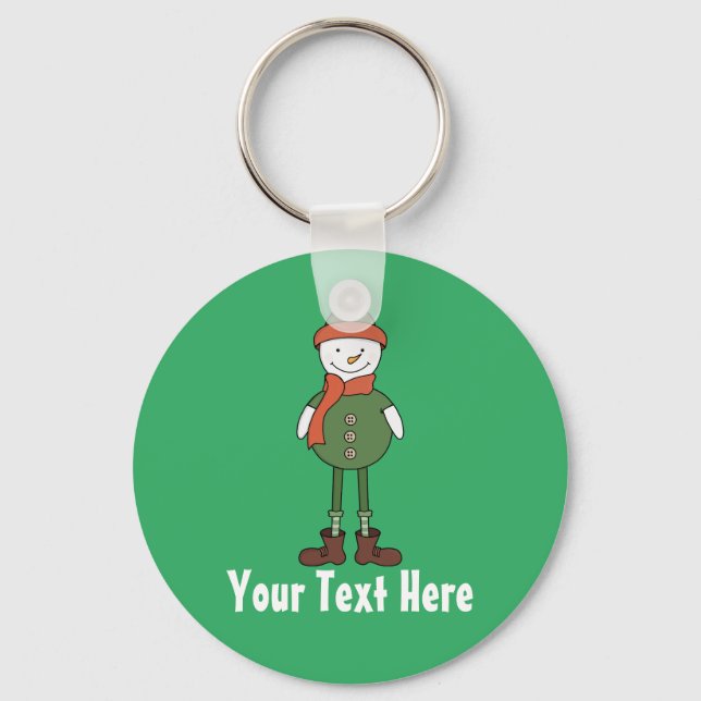 Personalise this Cool Snowman Key Ring (Front)