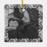 Personalise this "Couple's" Christmas Ornament<br><div class="desc">Bordered with pretty black and white tribal pattern on both sides. Just add your own favourite photo and text on the front and back of this pretty Christmas ornament in the customise area.</div>