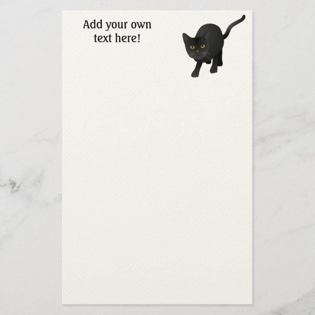 Personalise this cute Black Cat Stationery (Front)