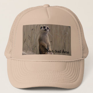 Personalise this cute meerkat trucker hat