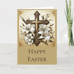 Personalise this Easter Card with Cross and Lilies