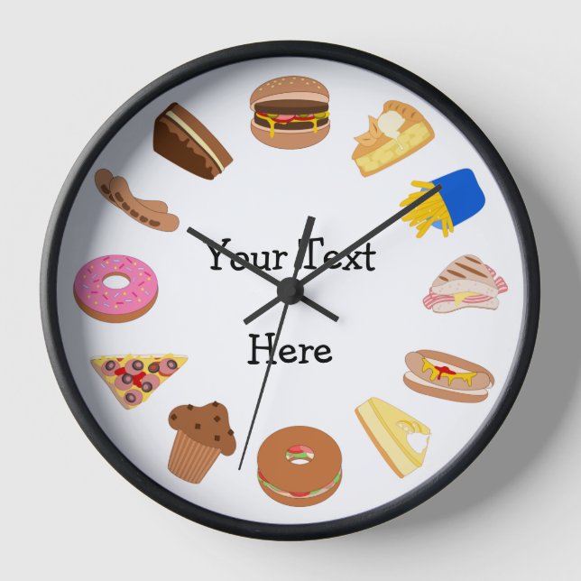 Personalise this Food Graphics Man Cave or Kitchen Wall Clock (Front)