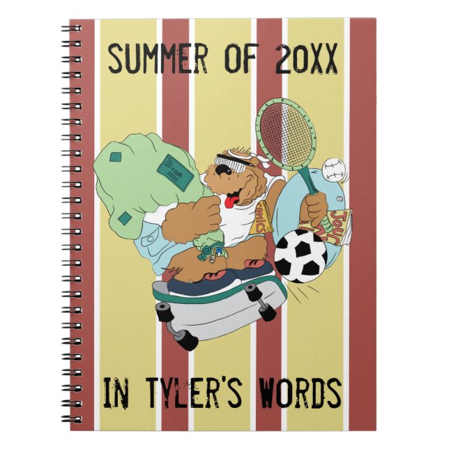 Personalise this Fun Camp Bear Note Book (Front)