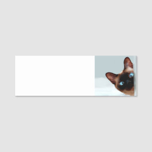 Personalise this Funny Siamese Cat Peeking out Name Tag