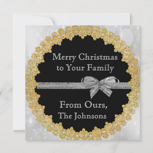 Personalise this Gold and Silver Christmas Card (Front)