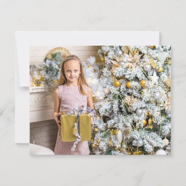 Personalise this Gold, Pretty Bow Christmas Card (Front)