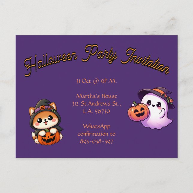 Personalise this Halloween Party postal card (Front)