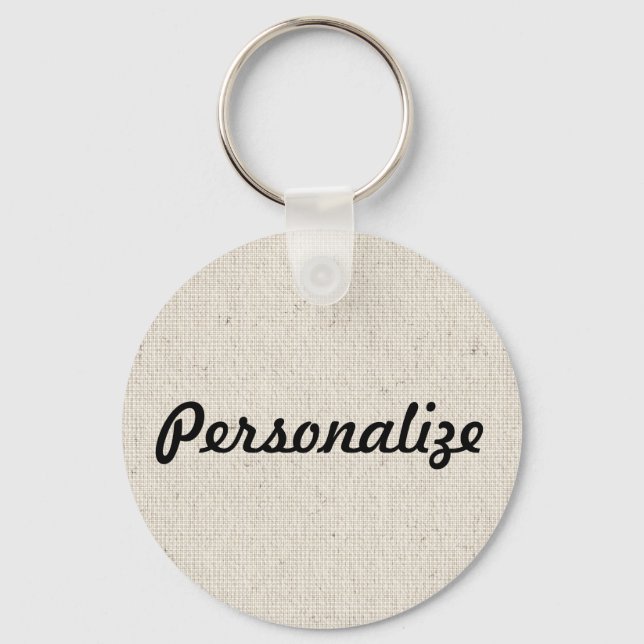 Personalise This Linen Look Keychain (Front)