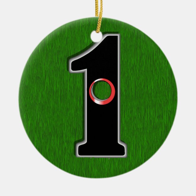 Personalise this Lucky Golfer Hole in One Design! Ceramic Tree Decoration (Front)